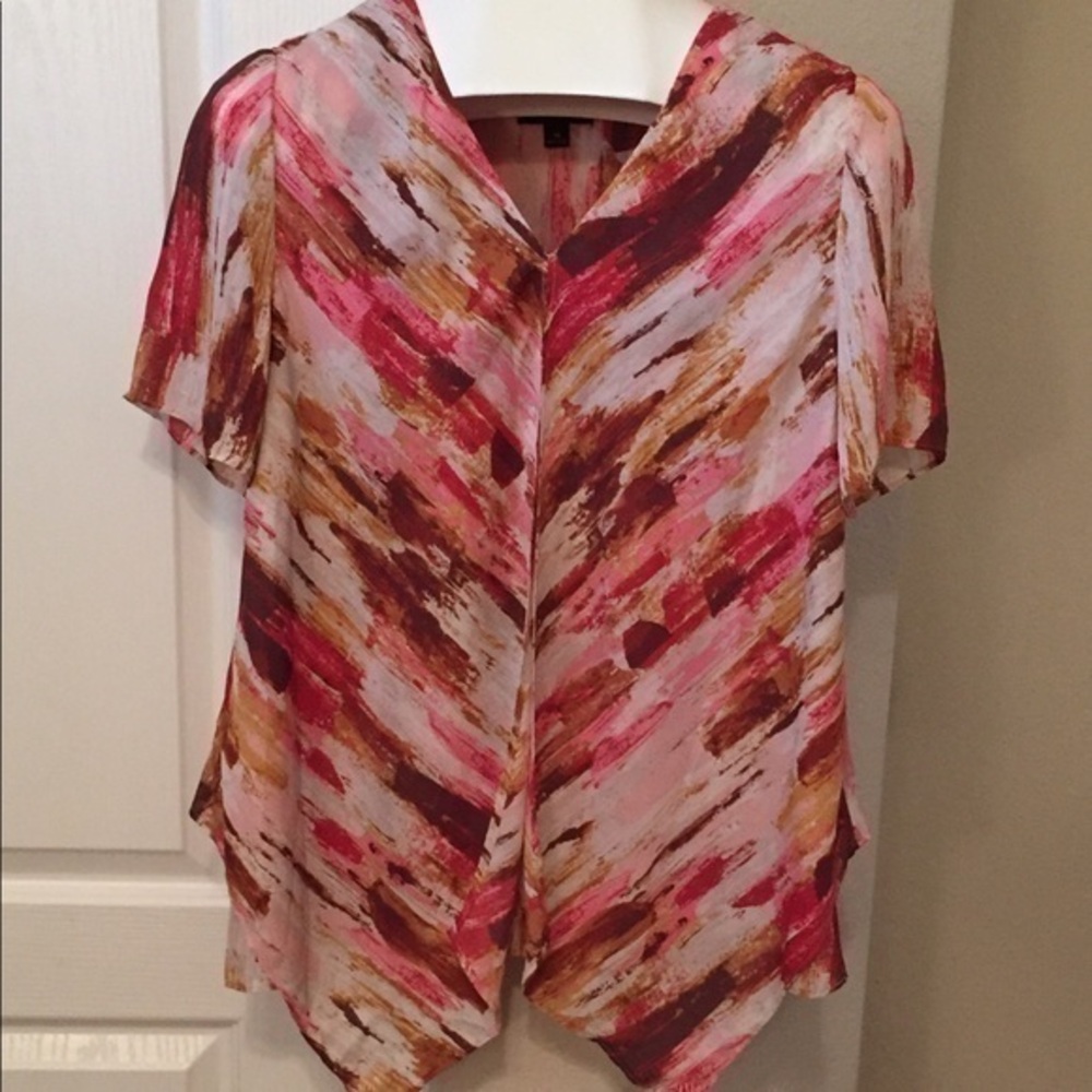 Halston two layer pink & brown print top